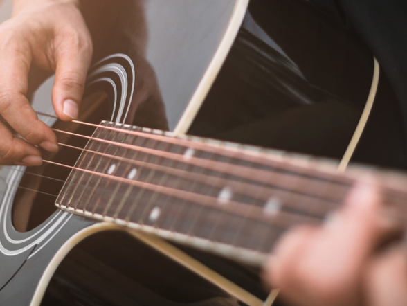 Playing guitar