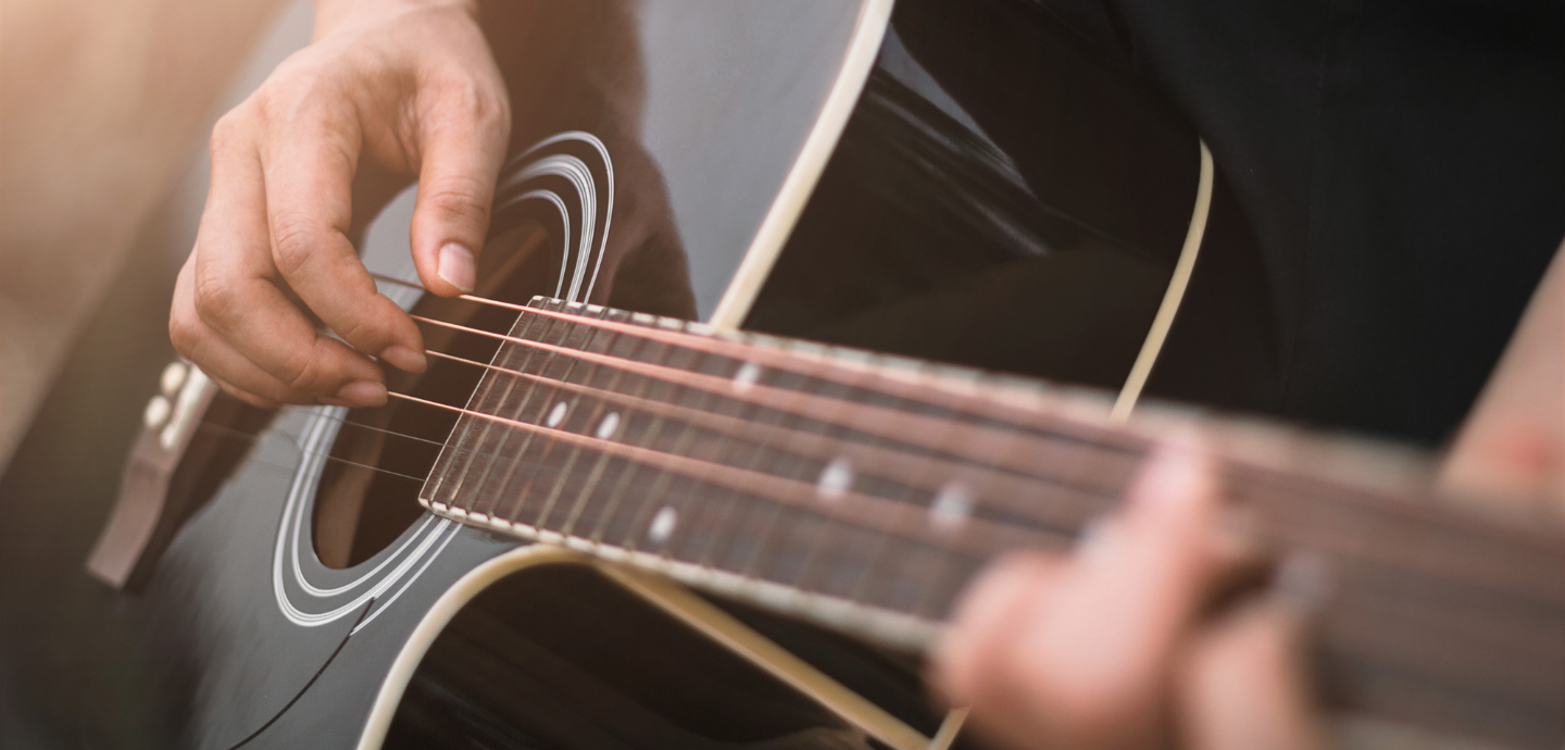 Playing guitar